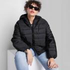 Women's Plus Size Hooded Puffer Jacket - Wild Fable Black