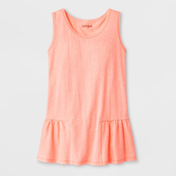 Girls' Sparkle Knit Peplum Tank Top - Cat & Jack Coral (pink)