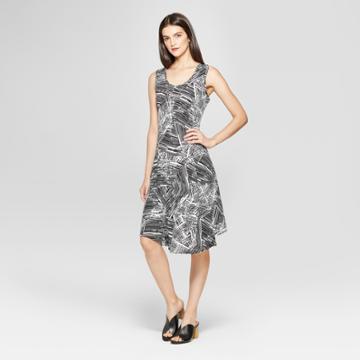 Women's Printed Circle Hem Dress - Notations - Black/white