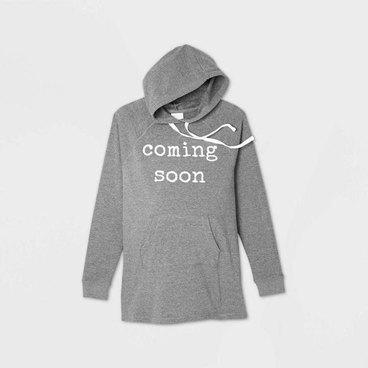 Maternity Coming Soon Hooded Konga Pocket Pullover - Isabel Maternity By Ingrid & Isabel Gray