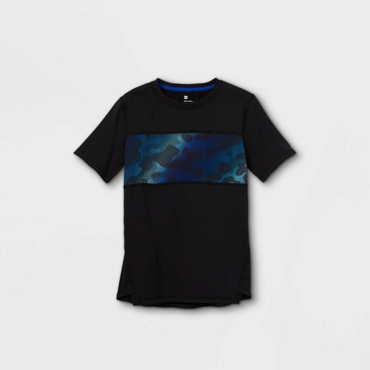 Boys' Short Sleeve Chest Striped T-shirt - All In Motion Black