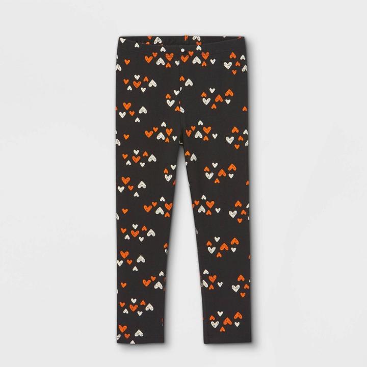 Toddler Girls' Adaptive Heart Halloween Leggings - Cat & Jack Black