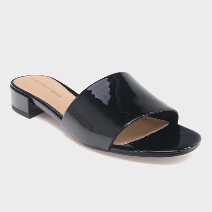 Women's Mae Patent Heeled Slide Sandals - Who What Wear Black