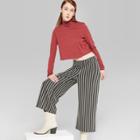 Women's Striped Wideleg Soft Fashion Pants - Wild Fable Black/white