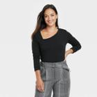 Women's Long Sleeve Asymmetrical Top - A New Day Black