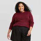 Women's Plus Size Crewneck Pullover Sweater - A New Day Burgundy