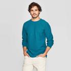 Men's Standard Fit Long Sleeve Textured Crew Neck Shirt - Goodfellow & Co Coastal Wave 2xl, Coastal Blue