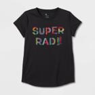 Girls' Short Sleeve 'super Rad' Graphic T-shirt - All In Motion Black
