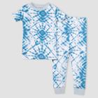 Burt's Bees Baby Toddler Boys' 2pc Diamond Tie-dye Organic Cotton Snug Fit Pajama Set -