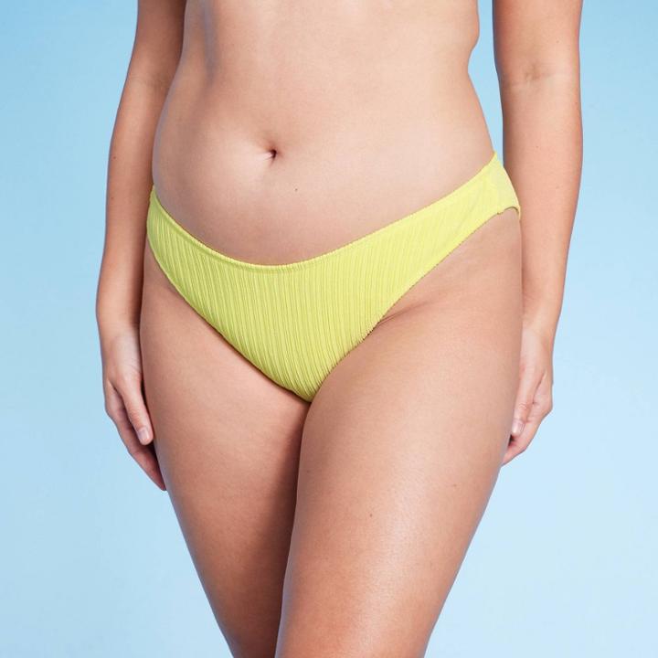 Women's Plisse Textured High Leg Cheeky Bikini Bottom - Wild Fable