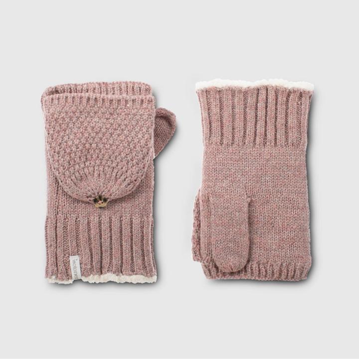 Isotoner Women's Recycled Knit Flip Top Mittens - Blush