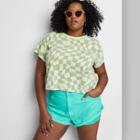 Women's Plus Size Super-high Rise Cheeky Jean Shorts - Wild Fable Aqua Blue