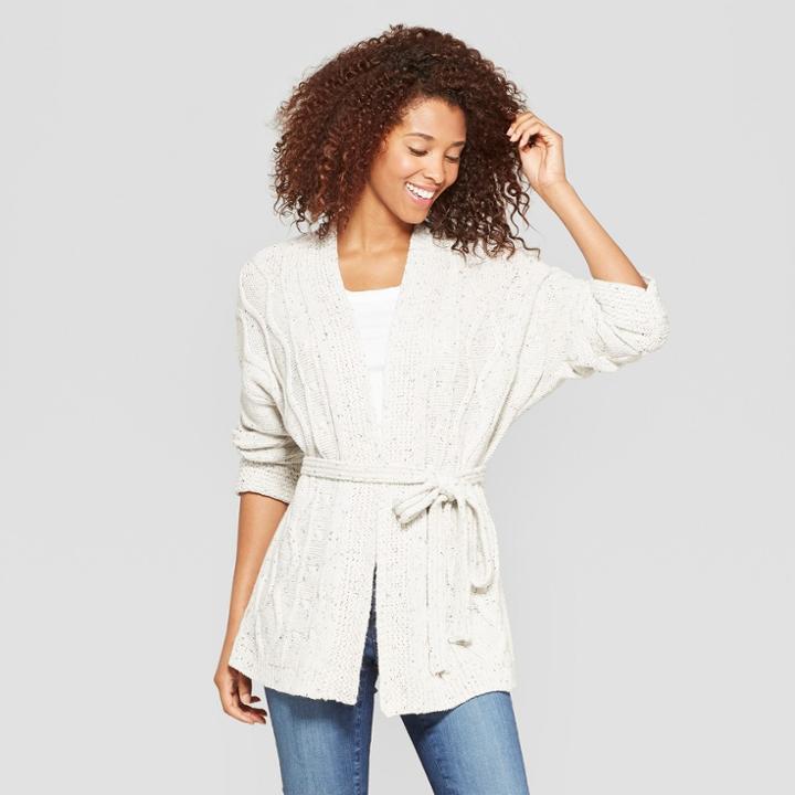 Women's Cable Wrap Sweater - Universal Thread Cream (ivory)