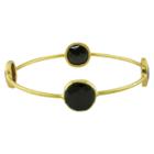 Target 13mm Onyx Bangle In 22k Gold Plated Brass - Black
