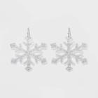 No Brand Glitter Snowflake Drop Novelty Earrings - Silver, Women's