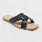 Women's Emmy Studded Crossband Sandals - A New Day Black