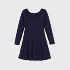 Girls' Rib-knit Long Sleeve Dress - Art Class Blue