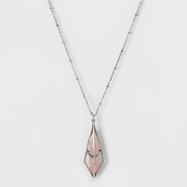 Caged Semi Precious Shard Pendant Necklace - Universal Thread Pink