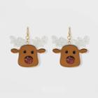 No Brand Holiday Novelty Reindeer Statement Earrings -