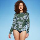 Women's Long Sleeve Crewneck Rash Guard - Kona Sol Dark Green