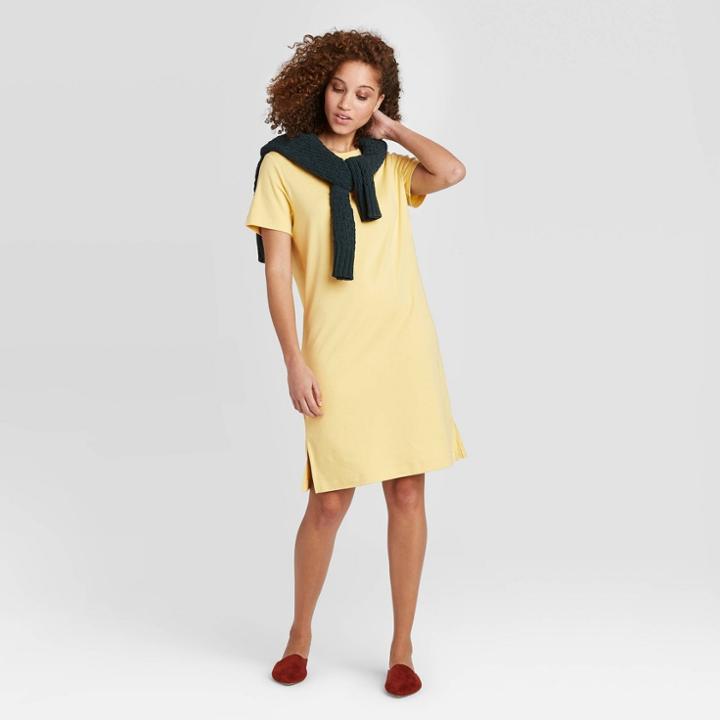 Women's Regular Fit Short Sleeve Crewneck T-shirt Dress - A New Day Green