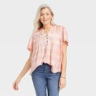 Women's Short Sleeve V-neck Henley T-shirt - Knox Rose