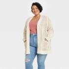Women's Plus Size Matte Chenille Cardigan - Ava & Viv Cream X, Ivory