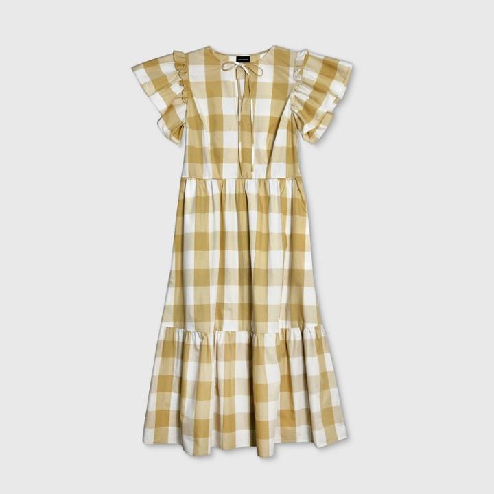 Women's Plaid Short Sleeve Dress - Who What Wear Cream Xs, Women's, Ivory