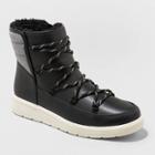 Women's Lena Puff Collar Lace-up Boots - Universal Thread Black