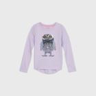 Girls' Long Sleeve Flip Sequin Owl T-shirt - Cat & Jack Violet