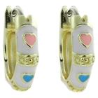 Distributed By Target Ellen 18k Gold Overlay Enamel Heart Design Hoop Earrings - White, Girl's