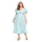 Women's Plus Size Estelle Puff Sleeve Dress - Loveshackfancy For Target Blue