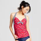 Merona Women's Shirred Halter Tankini Top - Red Pineapple Print -