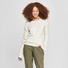 Women's Tie Sleeve Pullover Sweater - A New Day Cream (ivory)