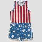 Junk Food Women's Patriotic All Over Print Romper - White