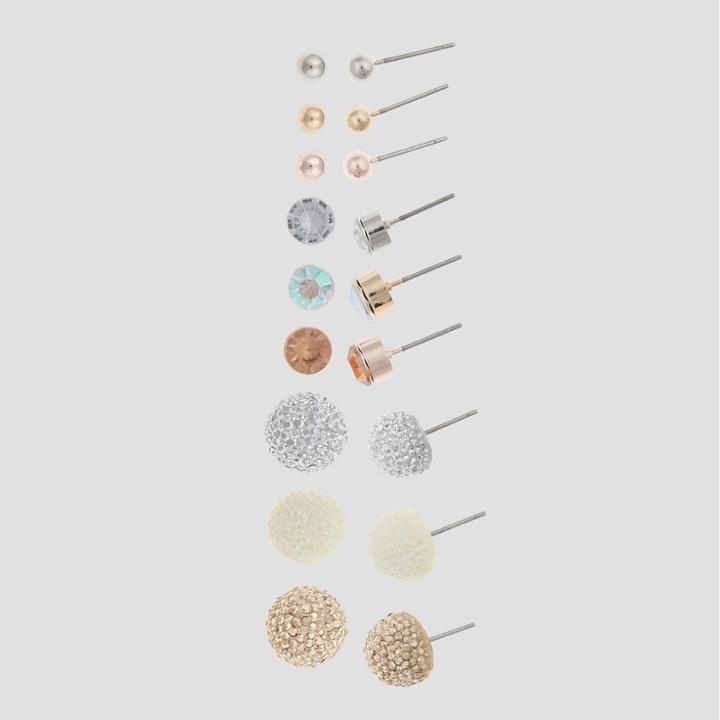 Girls' 9pc Ccb, Stones & Caviar Earrings - Cat & Jack Rose Gold