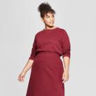 Women's Plus Size Crew Neck Sweatshirt - Ava & Viv Burgundy X, Red