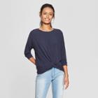 Women's Long Sleeve Twist Front Top - Soul Cake (juniors') Navy (blue)