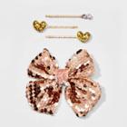 Girls' 4pk Heart Bobbie Pins With Sequin Bow Set - Cat & Jack Gold