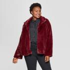Plus Size Women's Plus Faux Fur Jacket - Ava & Viv Burgundy (red)