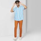 Men's Striped Short Sleeve Resort Button-down Shirt - Original Use Brilliant Blue