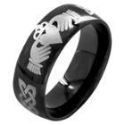West Coast Jewelry Men's Plated Stainless Steel Ring With Claddagh Design - Black (11), Black/silver/silver