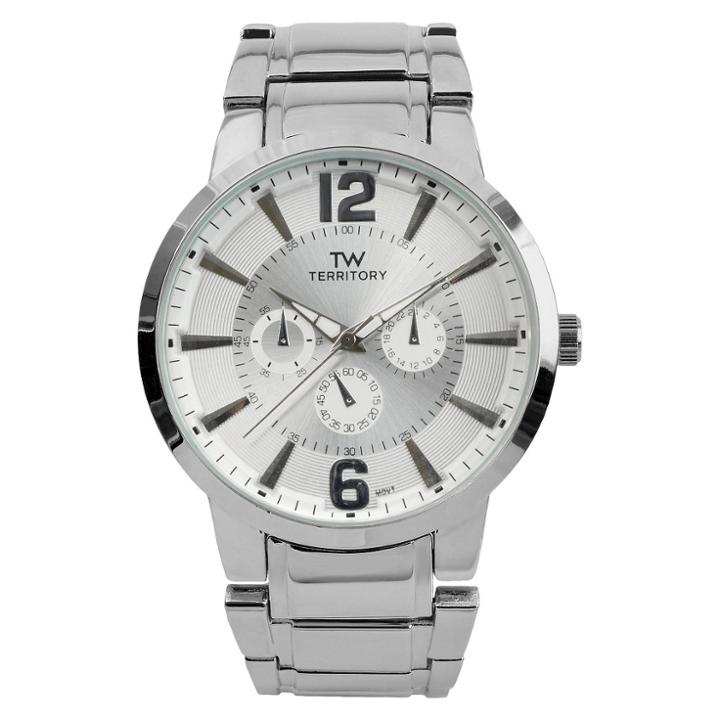 Men's Territory Classic Round Face Metal Link Watch -