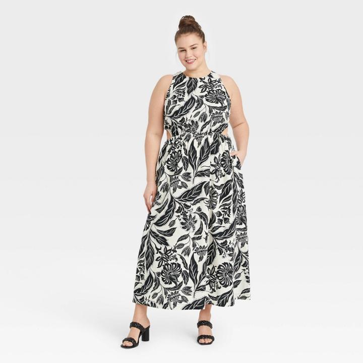 Women's Plus Size Sleeveless Dress - Who What Wear Cream Floral 3x, Ivory Floral