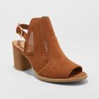 Women's Elden Microsuede Woven Sling Back Pumps - Universal Thread Cognac (red)