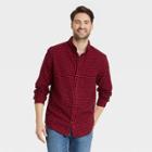 Men's Standard Fit Plaid Lightweight Flannel Long Sleeve Button-down Shirt - Goodfellow & Co Red