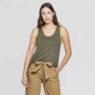 Women's Sleeveless Scoop Neck Tank Top - A New Day Olive (green)