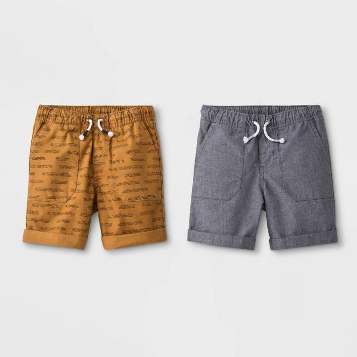 Toddler Boys' 2pk Novelty Print Pull-on Shorts - Cat & Jack Gray/tan