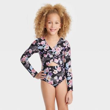 Girls' Floral Printed Tropical Daydream Swimsuit - Art Class