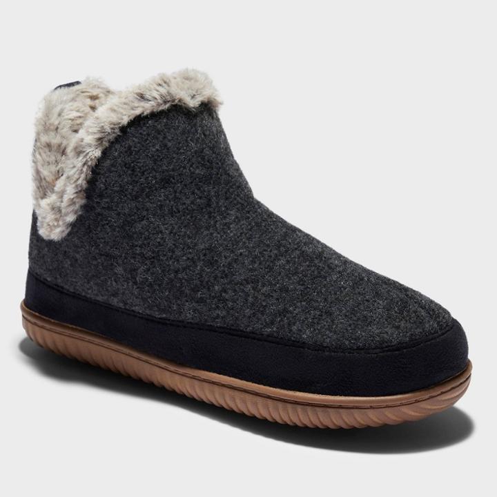 Women's Dluxe By Dearfoams Dolly Bootie Slippers - Black